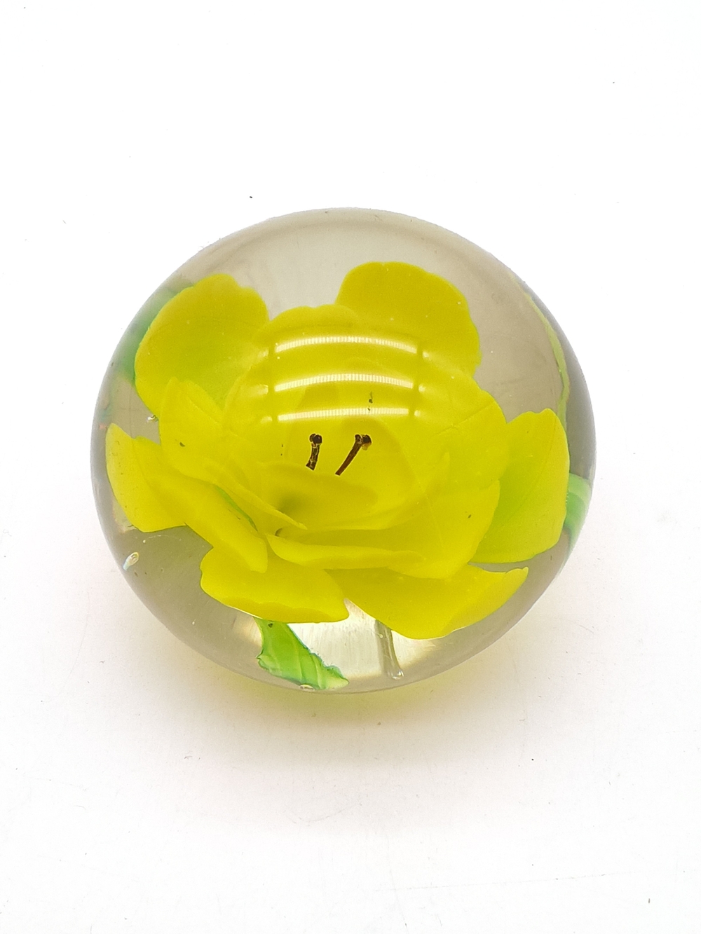 Vintage Hand Blown Art Glass Flower Paperweight